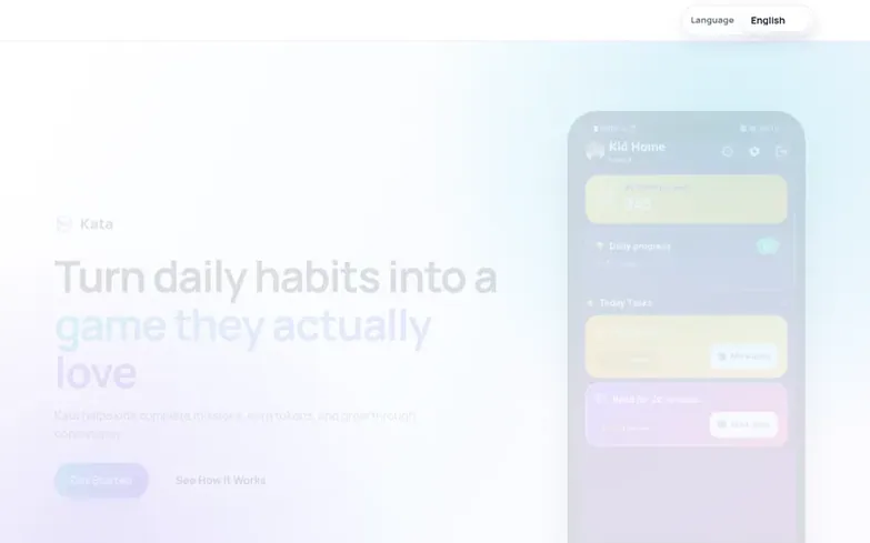 Screenshot of the Kata homepage
