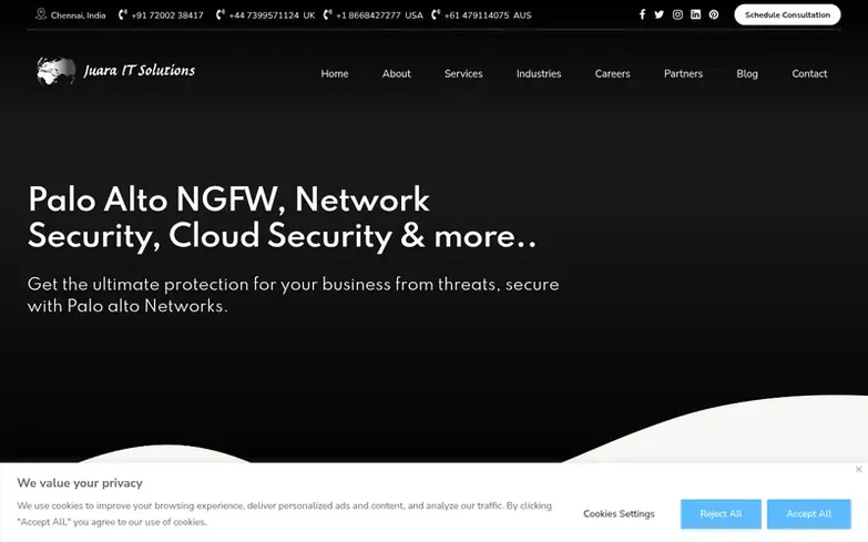 Screenshot of the Juara IT Solutions homepage