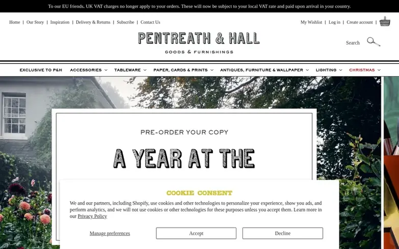 Screenshot of the Pentreath & Hall homepage