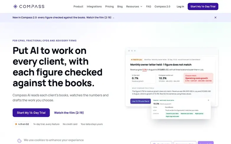 Screenshot of the Compass AI homepage