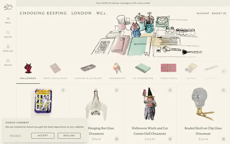 Screenshot of the Choosing Keeping homepage