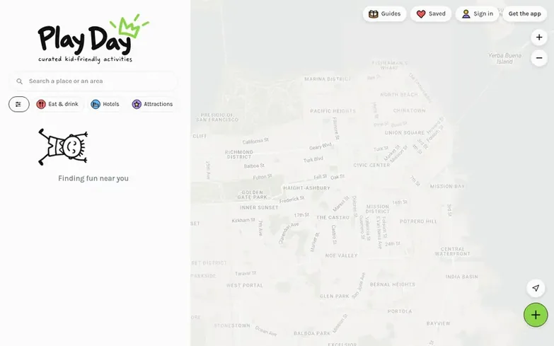 Screenshot of the Play Day homepage