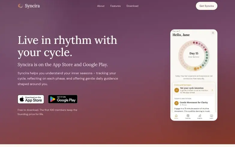 Screenshot of the Syncira homepage