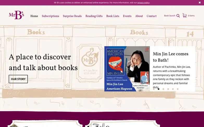 Screenshot of the Mr B's Emporium homepage