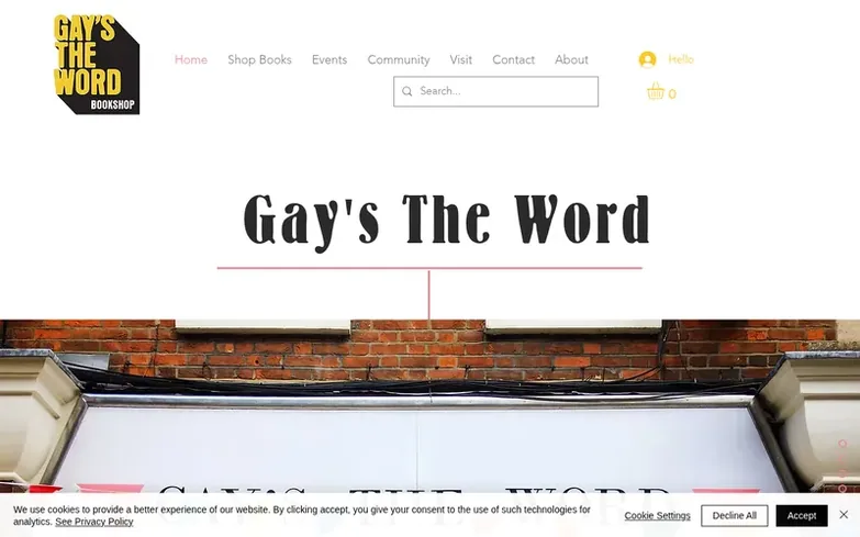 Screenshot of the Gay's The Word homepage