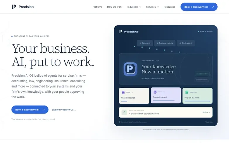 Screenshot of the Precision AI OS homepage