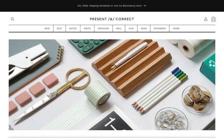 Screenshot of the Present & Correct homepage