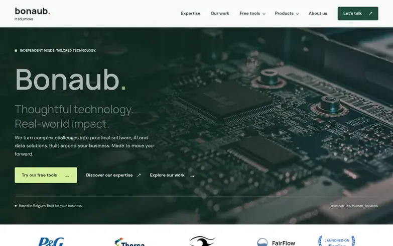 Screenshot of the Bonaub homepage