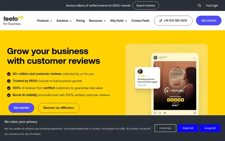Screenshot of the Feefo homepage