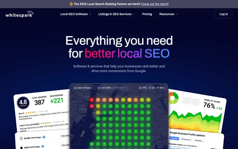 Screenshot of the Whitespark homepage