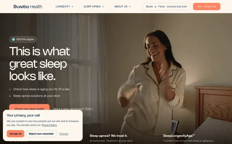 Screenshot of the Dumbo Health homepage