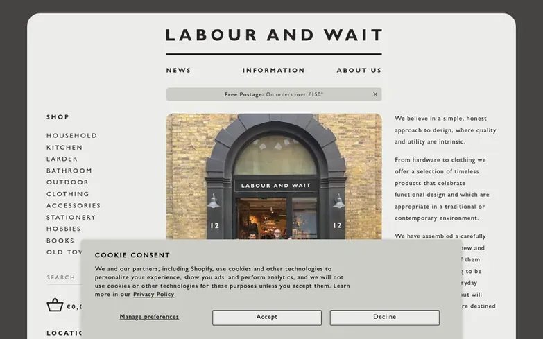 Screenshot of the LABOUR AND WAIT homepage