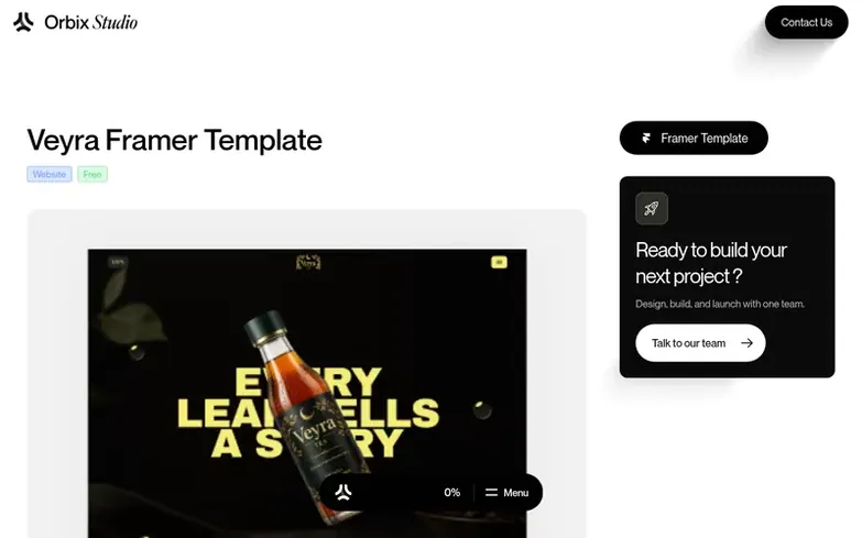 Screenshot of the Orbix Studio homepage