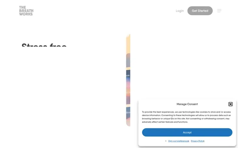 Screenshot of the The Breath Works homepage