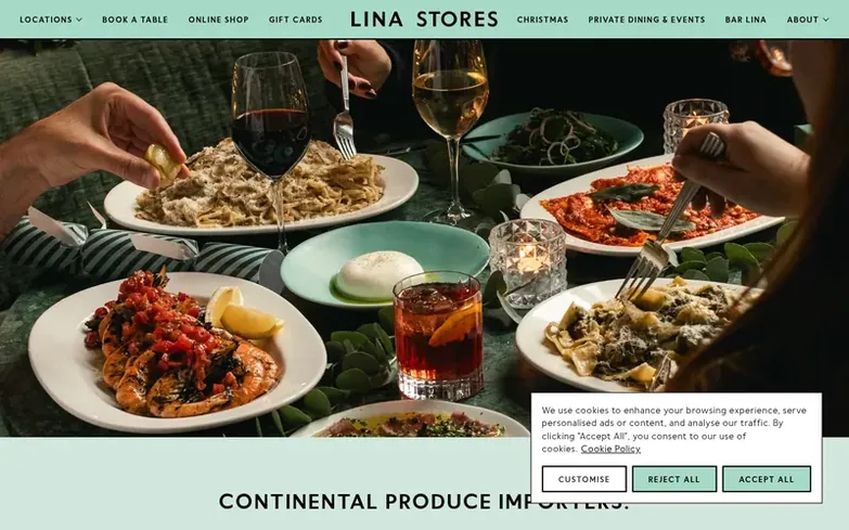 Screenshot of the Lina Stores homepage