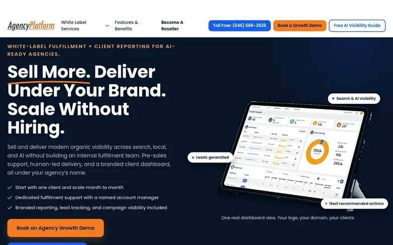 Screenshot of the Agency Platform homepage